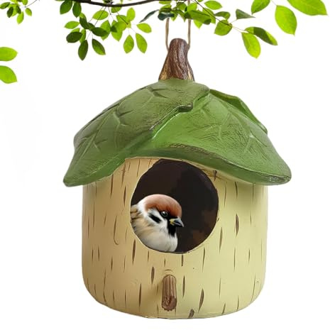 Maisons à Oiseaux pour Jardin, Petits Oiseaux | Nichoir pour Rouge-Gorge | Maisons à Oiseaux décoratives | Fait à la Main en Plein air abri Endroit Chaud, imperméable et résistant au Soleil, Design