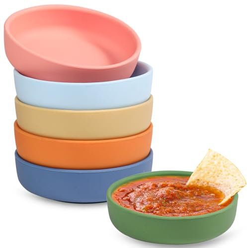 webake Dip Schälchen Set 6 Stück 3 Oz Silikon Rund Kleine Schalen Saucenschälchen, Saucen Behälter Dipschalen Set Für Saucen, Dips, Gewürze, Snacks, Nuss