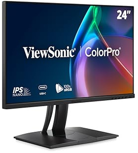 ViewSonic VP2456A 24 Inch 1080p ColorPro Monitor, 90W USB C, 120Hz, sRGB
