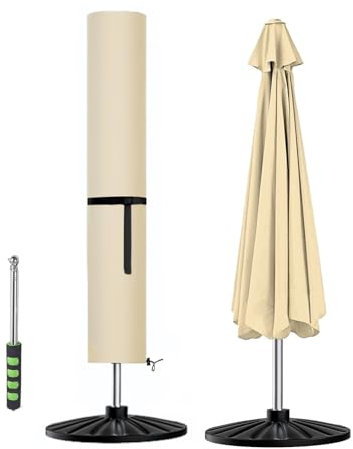 Aipwerer Housse de protection pour parasol déporté, étanche, avec tige, résistante à l'hiver - Oxford 420D - Pour parasol de jardin, de balcon - Beige - 176 x 38 x 38 cm