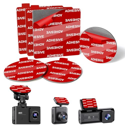 ILKCC 6Pcs Dash Cam Adhesive Pads [2mm, 2.83 Sq & 2.2 Rd] - Strong Heat-Resistant Sticky Tape for Car Dash, Windshield, GPS & Suction Cup Mounts