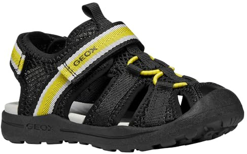 Geox J Vaniett Boy A Sandalia, negro/amarillo, talla 36 EU