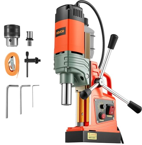 VEVOR 1350 W Taladro de Columna Magnético, Diámetro de Perforación de 50 mm, Potencia de 12500 N, Velocidad Ajustable de 0 a 800 RPM, con Vástago Weldon, para Superficies Metálicas, Industria