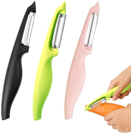 3 peladores de cocina de acero inoxidable, mango ergonómico, mango cómodo, pelador de espárragos, universal, pelador de patatas, pelador de verduras para zurdos y diestros