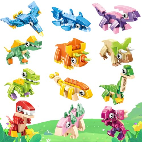 HA BIN Mini Blocs de Construction Dinosaure – Jouet Créatif pour Enfants 4-12 ans, Cadeaux Anniversaire, Noël et Pâques, Idéal pour Activités de Fête