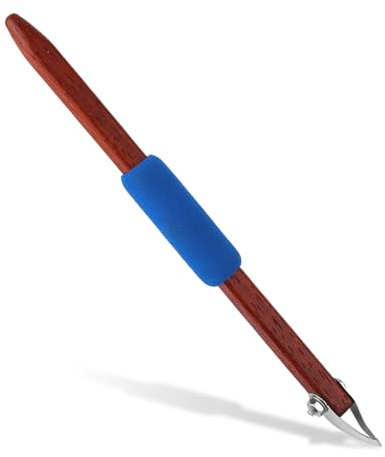 Pottery Trimming Tools, 15.5cm/6.1in Long Stainless Steel Professional Ceramic Carving Tools with Wood Handle Clay Sharp Scraper for Wheel Throwing Sculpting & Hand Building