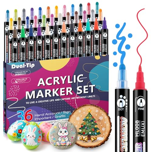 TOVIKI Feutres Acryliques 36C – Double Pointe (Pinceau)