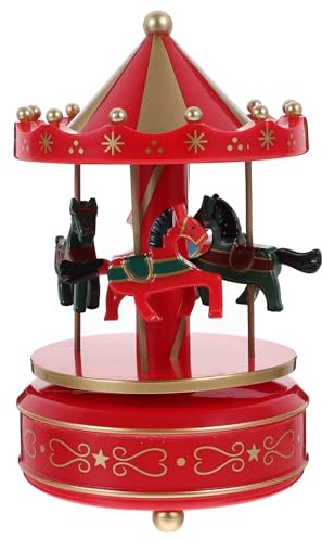 NUOBESTY Caja de Música Giratoria de Plástico Rojo para Decoración de Escritorio Que Reproduce Melodías Estilo Europeo Elegante Adecuado para Navidad Hogar