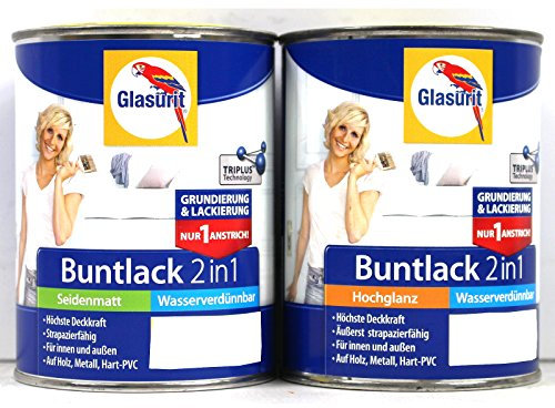 GLASURIT BUNTLACK 2IN1 SEIDENMATT WASSERV. - 0.25 LTR (RAL 7001 SILBERGRAU)