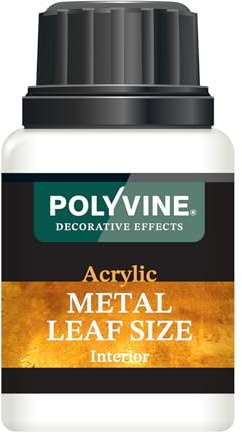 Polyvine Metal Leaf Size Acrylic Adhesive – Interior Gilding Glue for Gold Leaf, Metal Leaf & Foil. Water-Based, Low Odour, Easy Clean, Long Open Time. Furniture, Plaster & Decorative Features (100ml)