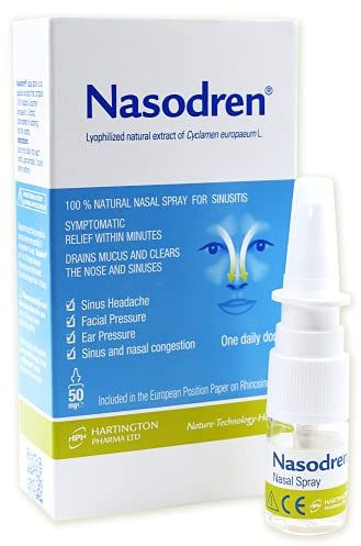 Nasodren Nasal Spray for Sinus Infection Relief, First Defence Against Cold, Allergies, Flu, Blocked Nose, Inactivates Viruses,Relieves Cough Symptoms