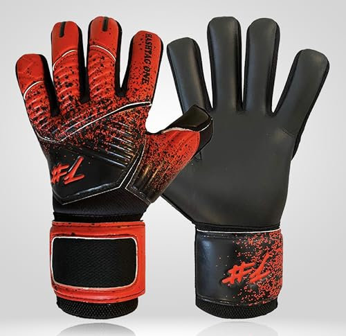 #1 Hashtagone Torwarthandschuhe, Herren & Erwachsene Kinder und 4mm Profi Grip - Diverse Größe und Farben (Schwarz Rot, 8)