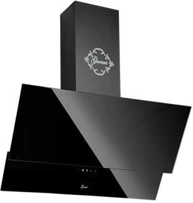 Hotte aspirante Noire 80 cm GURARI GCH D 268 8 Prime/Hotte Inclinée Économique en Énergie Classe A/Hotte Décorative Murale Haute Performance 1000 m³/h avec Évacuation - Recyclage d’air