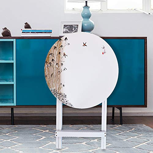 JW-YZWJ Simple Folding Table Solid Wood Household Round Small Dining Table Portable Foldable Multifunctional Computer Desk Coffee Table,B
