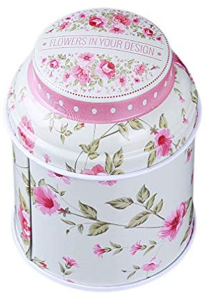U-M PULABO - Latas de té retro, cajas de joyería, latas de metal, recipientes de almacenamiento para el hogar, cocina, caja pequeña para té, caramelo, monedas de azúcar, arroz, blanco, rosa, flores