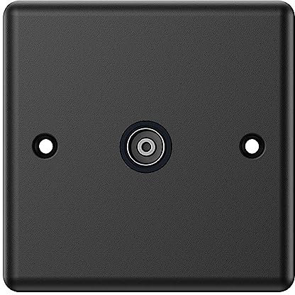 Matt Black Classical 1 Gang TV Socket Black Insert - 1 Gang Aerial Coaxial Female Socket