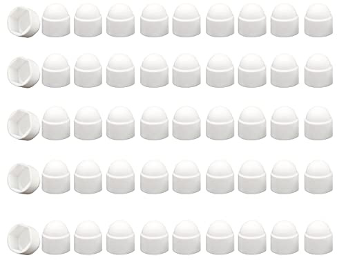 Hex Nut Cover, 50 Pcs 17 mm Plastic Dome Bolt Nut Protection Caps Cover for Bolts, Hex Hexagon Screws, No Thread, (White M10*17 * 20.5)
