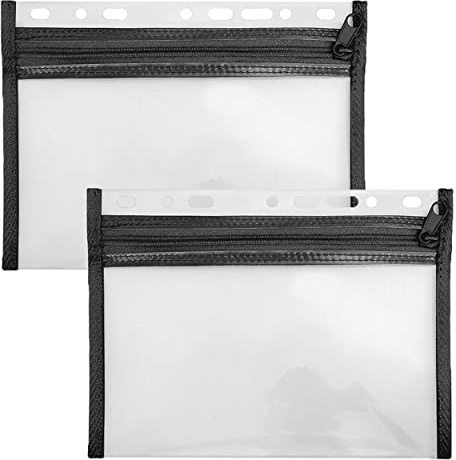 VELOFLEX A435008 - Dokumentenhülle mit Reißverschluss, 2 Stück, DIN A5, abheftbar, schwarz, VELOBAG XXS, Reißverschlusstasche