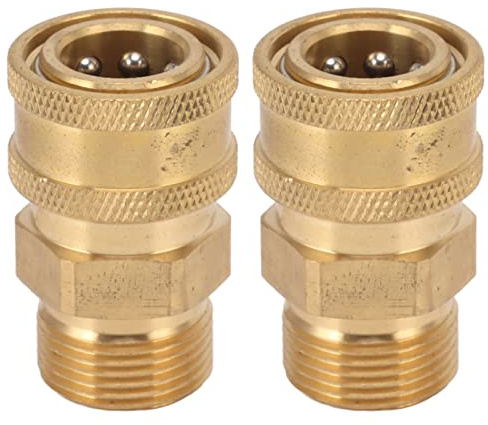M22 Washer Adapter, 2Pcs NPT Female to M22 Male Adapter, High Pressure Washer Pure Copper Fitting Adapter 3/8 Inch NPT Female to M22 Male Adapter (Inner Hole 14mm/0.55in)