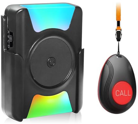 Notrufknopf für Senioren Notrufarmband Alarm Hausnotruf Notfallknopf für Senioren, Vibrationspager in Batterieversion Set 1 Sender Und 1 Empfänger Reichweite Beträgt