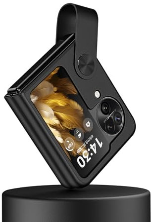 Hauw Hülle für Oppo Find N3 Flip,Leichte und Dünne Kratzfeste Glatte Leder-Handyhülle für Oppo Find N3 Flip,Schwarz
