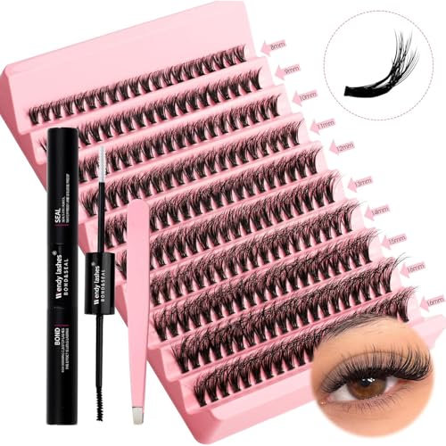 Kit Extension Cils Individuels 3D Effect Clusters Lashes Kit D Curl 40D 0.07 MIX8-16 Faux Cils Individuel Kit Extensions de Cils avec Cils Applicateur Déménageur de Cils Bond et Seal(3D-40D)