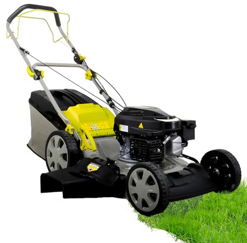 Avilia Rasaerba a Scoppio Semovente con Taglio 51cm, Sacco di Raccolta 65L - Tosaerba con Trazione Posteriore, Taglio con Scarico Posteriore e Laterale, 8 Altezze di Taglio, 4kW, 5.4HP, 154x53x104cm