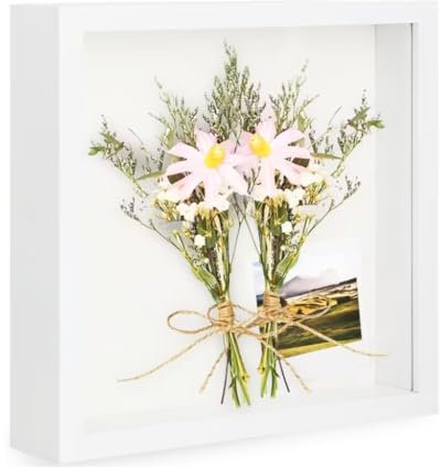FTXanty Cornice Profonda 20 x 20 cm 3D Riempire Portafoto Bianca Cornice 3D in Legno Cornice Fotografica Oggetti Fino a 3cm Cornice Riempire per Ufficio Fiori Secchi Regalo di Natale
