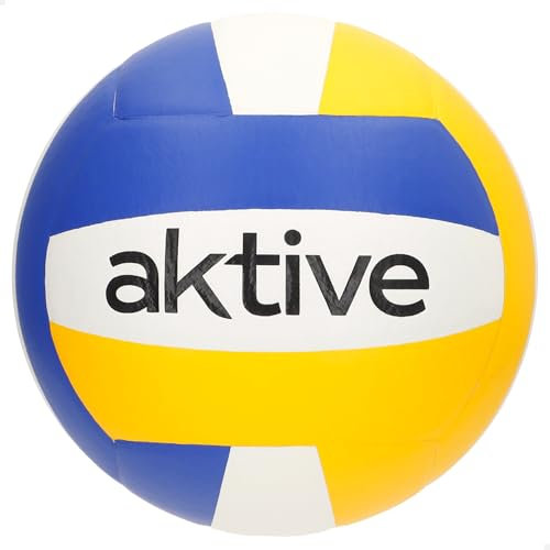 AKTIVE Volleyball, Größe 5, 280 g, dreifarbiges Design, Blau, Gelb und Weiß, Robustes Material für drinnen und draußen, optimal für Training und Freizeit (54315)