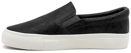 Sneakers slip-on da uomo in pelle PU mocassini casual piatte traspiranti scarpe da ginnastica scarpe da passeggio all'aperto, Nero , 37 1/3 EU