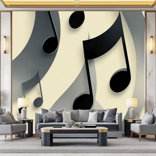 Light Gray Photo Wallpaper Wall Mural Poster, Abstract Elegant Musical Notes 3D Panoramic Custom Photo Wallpaper 138 x 101 inch (W x H) - for Living Room Bedroom Decoration