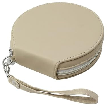 inDomit Hard Protective Travel Case for CD, 20-Capacity CD/DVD Case, PU Leather Disc Organizer, Suitable for Car, Home, Office, Travel (Beige)