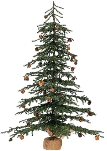 Vickerman 36 Caramel Pine Artificial Christmas Tree Unlit- Featuring 995 PVC Tips - Pine Cone Accented - Seasonal Indoor Home Decor with Decorative Burlap Base