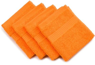 Gözze - New York Seiftuch, 4er Set, Weich und saugfähig, 100% Baumwolle, 30 x 30 cm - Orange