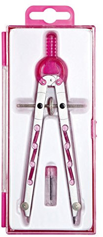 ALCO-Albert 1356-20 Geometriezirkel mit Zahnradführung, Länge 165 mm, silber/rosa