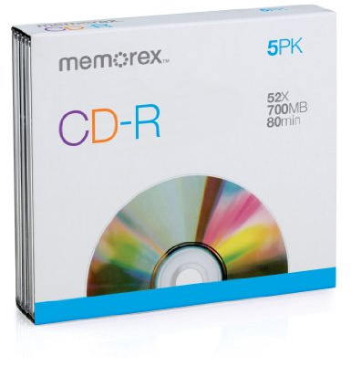 Memorex MEMCD-R/5 CD-R 80-Minute 700MB 52x Jewel Case, 5-Pack