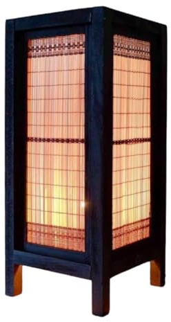 RED BERRY THAILAND LANNA LAMP-Thai Vintage Handmade Asian Bamboo Art Handcraft Japanese Lamp Table Lights or Floor Wood Table Lamp (Bamboo Art New)