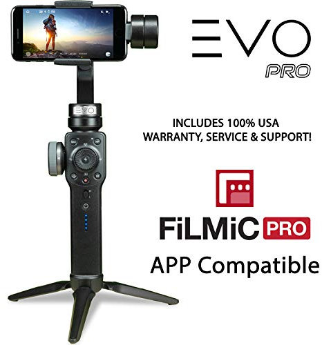 Evo Gimbals® Stabilisateur d'appareil photo pour smartphone avec mise au point et zoom Compatible avec iPhone et smartphones Android | Compatible avec l'application FiLMiC Pro | EVO Gimbals®