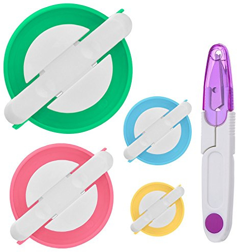 Kit de herramientas para hacer pompones, 4 tamaños diferentes, para hacer pompones, para hacer bolas, tejer, manualidades, tejer lana, tejer, hacer punto, con tijeras para cortar hilos