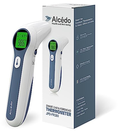 Alcedo Forehead and Ear Thermometer for Adults, Kids, and Baby | Digital Infrared Thermometer for Fever | Touchless, Instant Read, Medical Grade | Pouch and Batteries Included