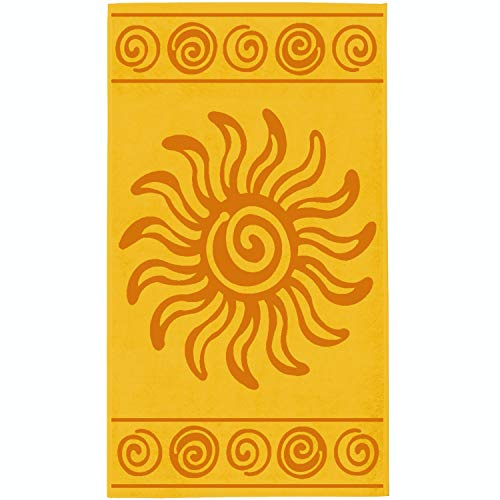 Delindo Lifestyle® Toalla de Playa Tropical Sol Amarillo, 100% algodón, Hecho de algodón Egipcio, 100x180 cm Grandes