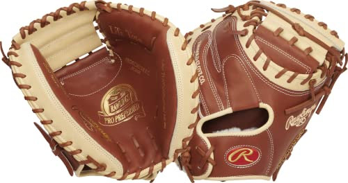 Rawlings Herren PROSCM33BRC Pro Preferred Catchers Baseball-Handschuh, 83,8 cm, 1-teiliges, rechte Hand, 1 x solides Netz, Hellbraun/Kamel, 33 | Catcher