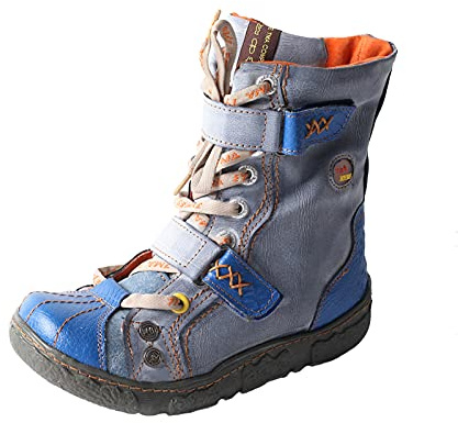 TMA EYES Botas de cuero atadas, botas de nieve para mujeres con fondo plano y pies anchos(Azul,39)