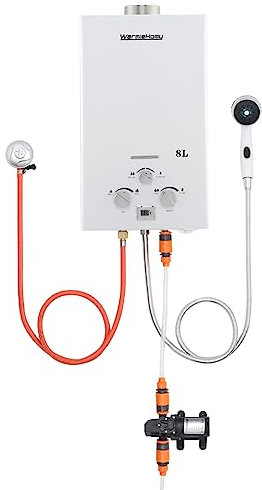 Warmiehomy 8L Portable Gas Water Heater Outdoor Camping Shower Propane Tankless Water Heater, for Outdoor Camping Shower RV Trip Horse Washing