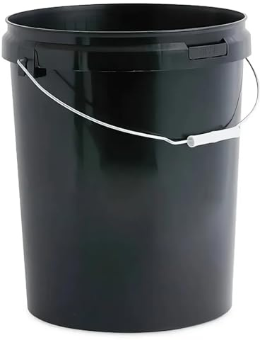 3 x 25L Plastic Bucket Pail + Handle & Lid - Heavy Duty ¦ Food Grade BPA Free ¦ Multi-use Fermentation Feed Dry Food Liquid Chemicals Hydroponics Storage Container BLACK