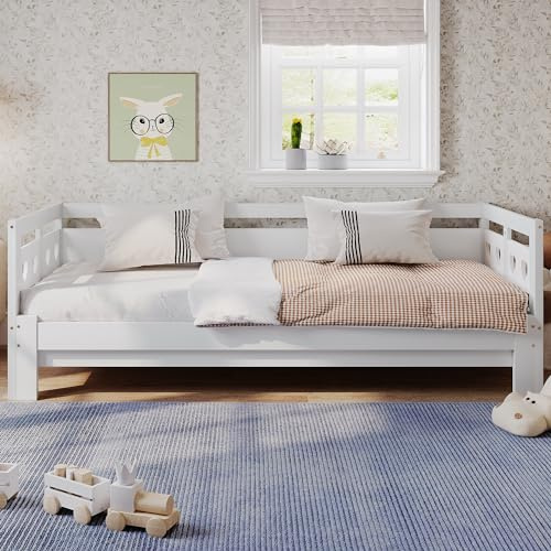 REXO Cama extensible de pino macizo, con 2 plazas y red en forma de corazón, color blanco (90 x 190 cm)