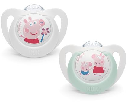 NUK Star Silikon-Schnuller, kiefergerecht, 18-36 Monate, BPA-frei, 2 Stück, weiß & grün