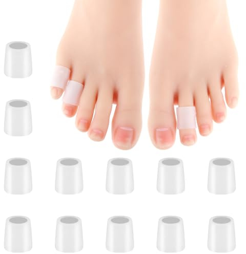 YUXIANLB 12 manicotti in silicone per dita dei piedi, protezioni per dita dei piedi, protezioni per mais per dita dei piedi, protezioni in gel per unghie incarnite, calli, vesciche, dita a martello,