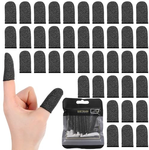 Gjinxi Lot de 40 manchons de doigts en fibre d'argent anti-transpiration, ultra fins, pour la plupart des joueurs, protection des doigts à fonctionnement fluide, convient à tous les appareils à écran