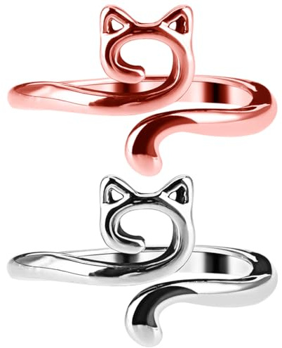 YUXIANLB 2PCS Crochet Ring Tension Guide for Cat Ears - Adjustable Metal Yarn Holder for DIY Crafts and Cute Gifts